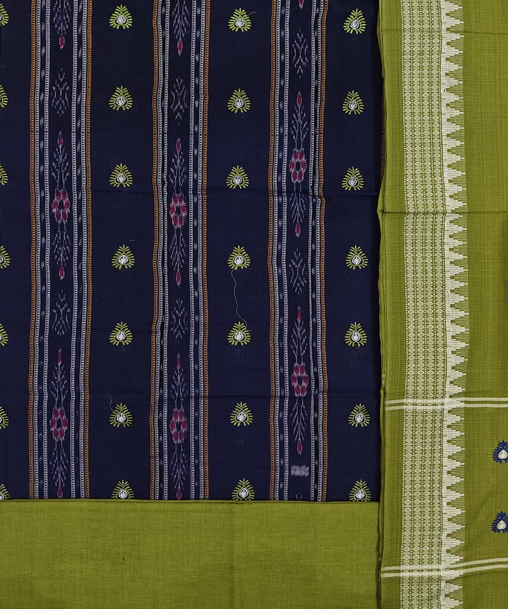 Blue Olive Sambalpuri Handwoven Double Ikat Suit Image 2