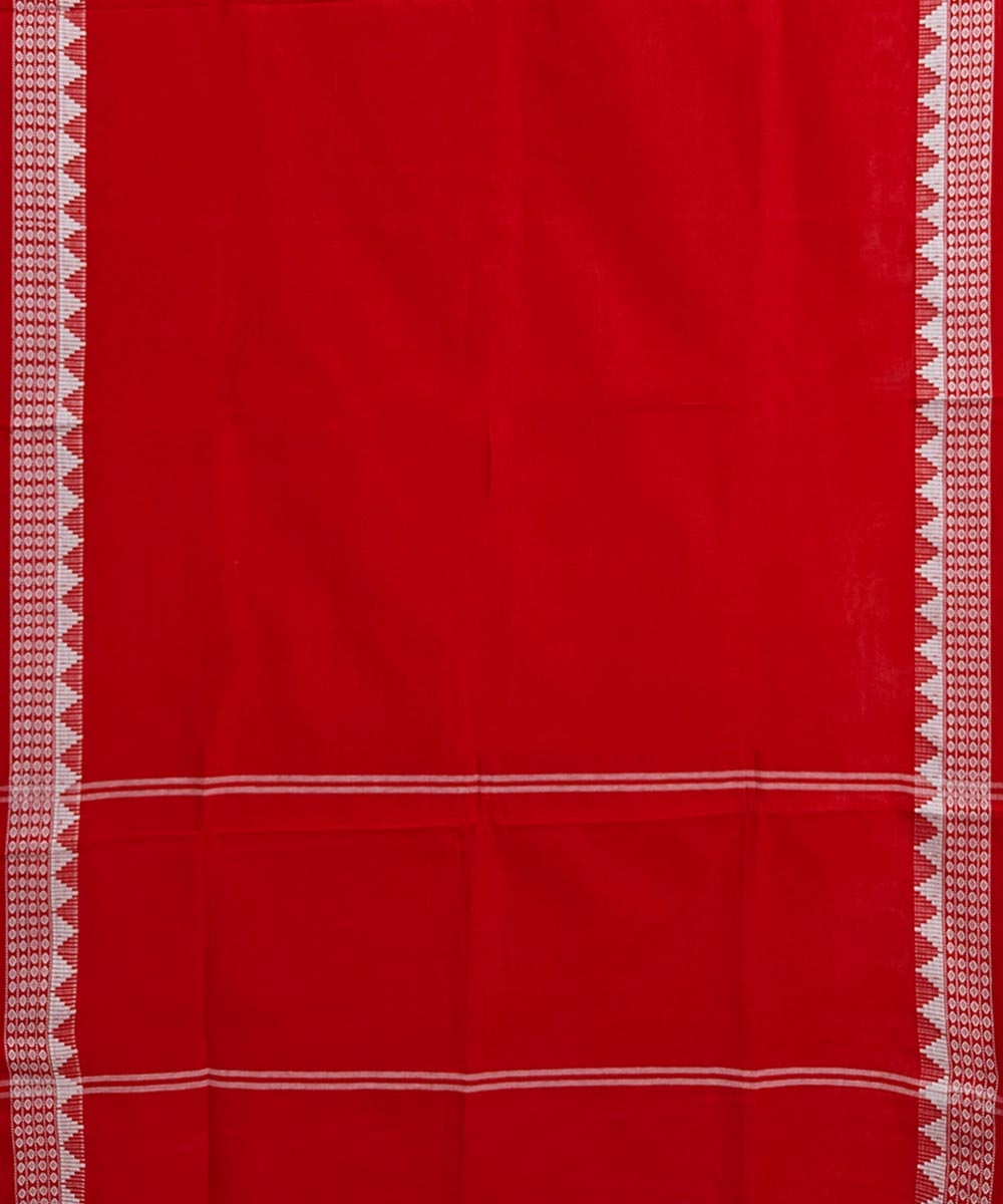 Red Sambalpuri Handwoven Single Ikat Cotton Dupatta Image 2