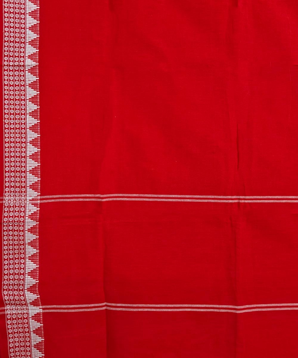 Red Sambalpuri Handwoven Single Ikat Cotton Dupatta Image 3