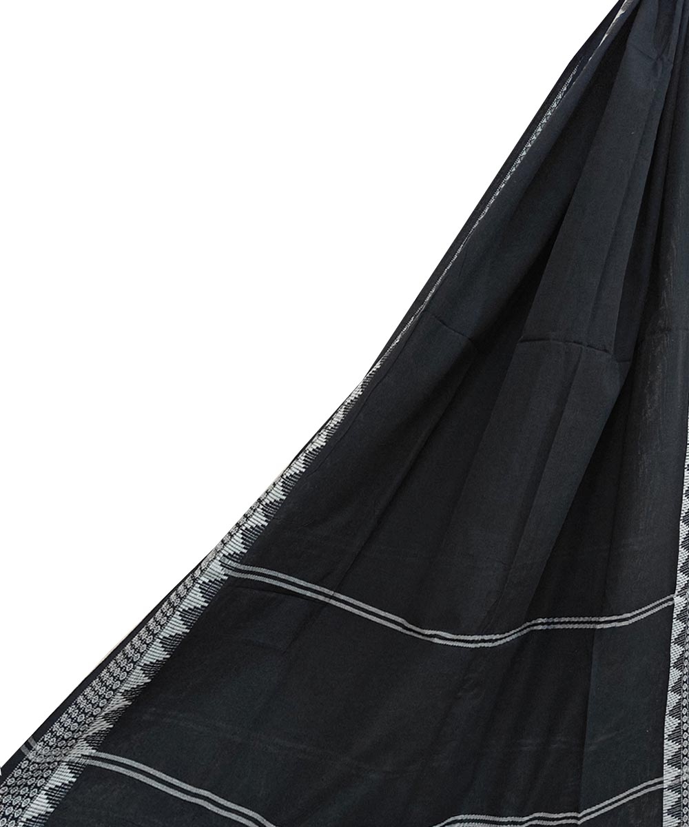 Black Sambalpuri Handwoven Single Ikat Cotton Dupatta Image 1
