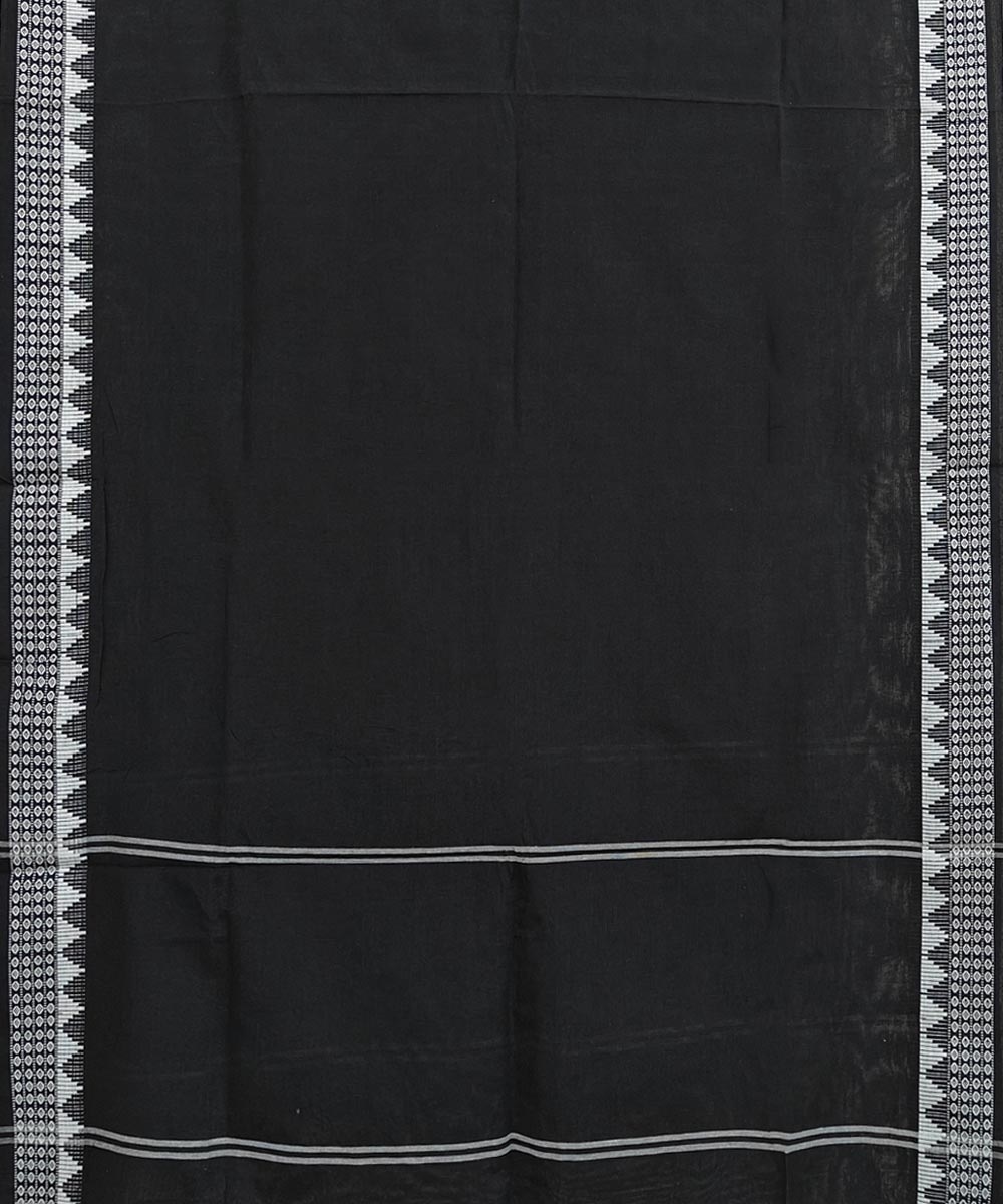 Black Sambalpuri Handwoven Single Ikat Cotton Dupatta Image 2