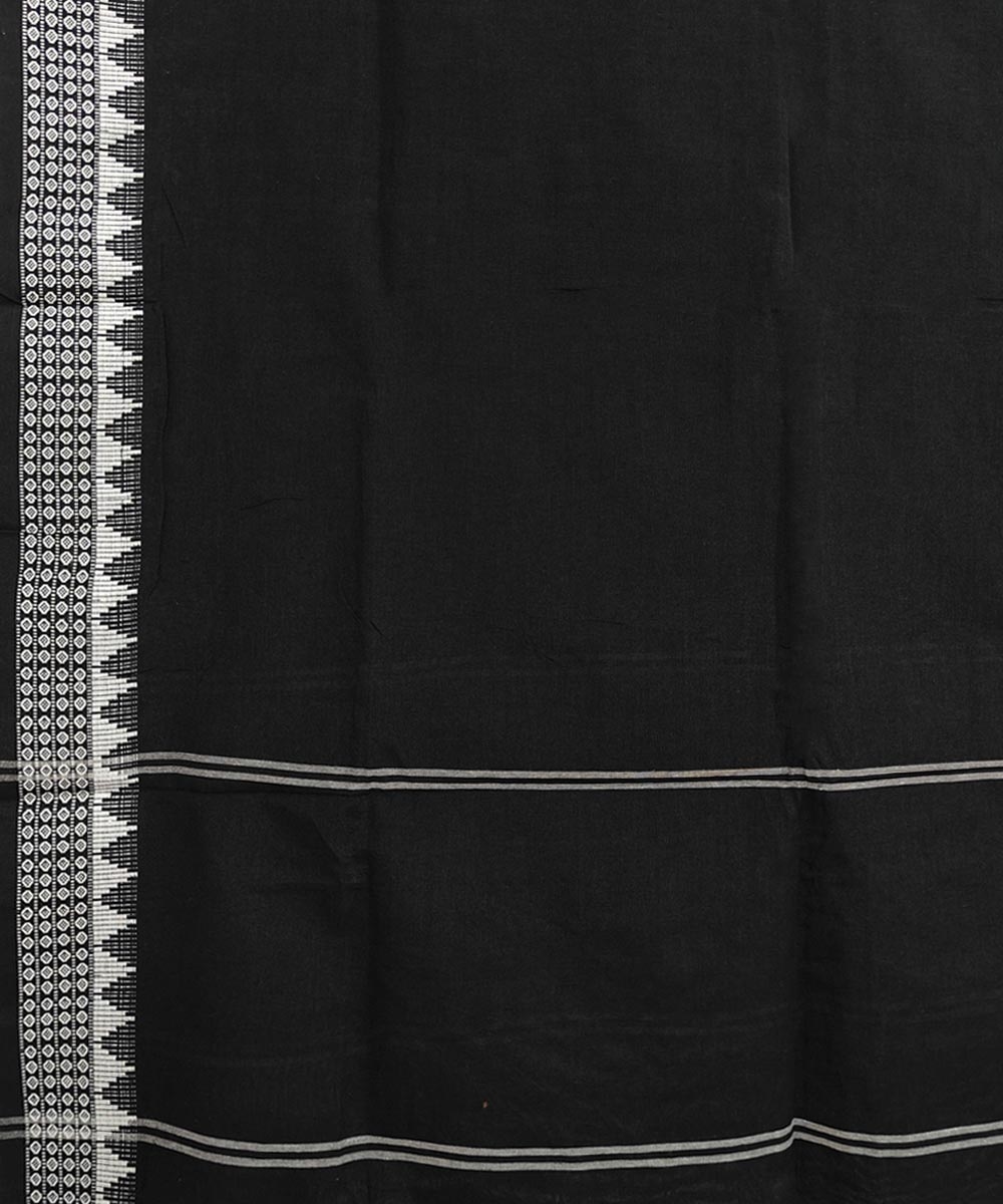 Black Sambalpuri Handwoven Single Ikat Cotton Dupatta Image 3