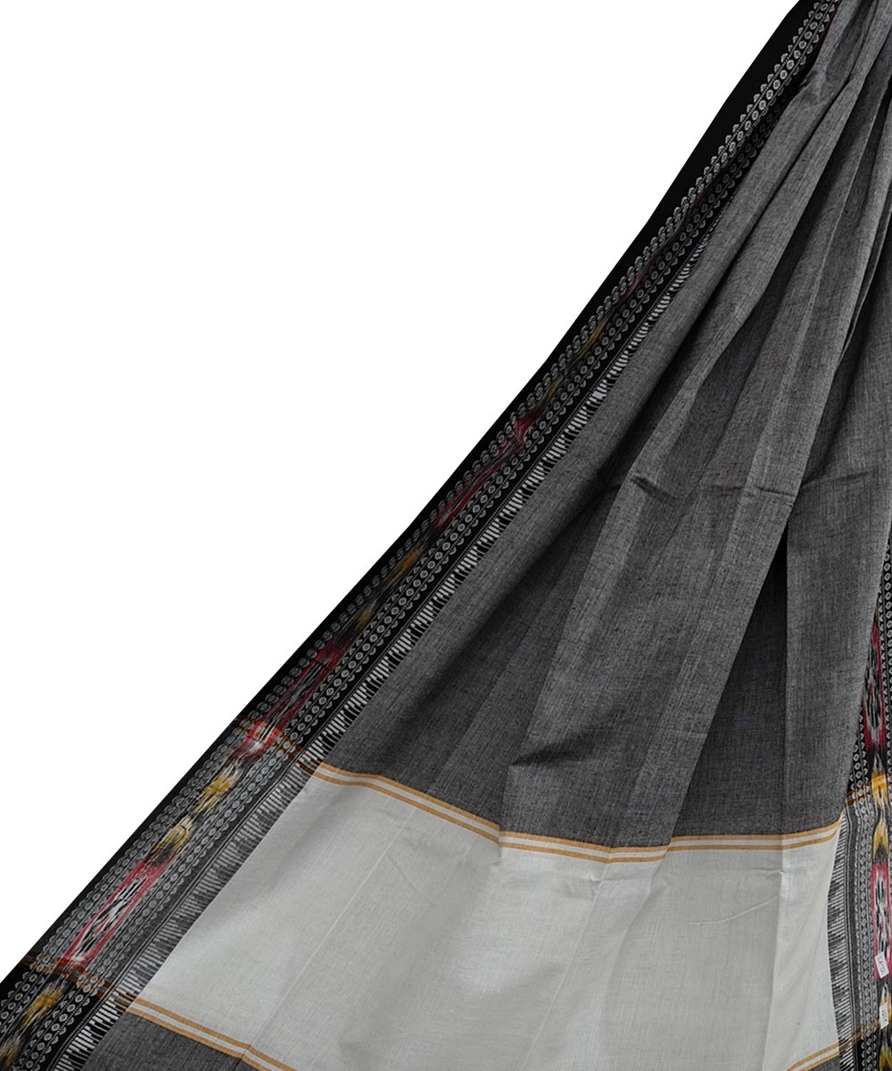 Gray Sambalpuri Handwoven Single Ikat Cotton Dupatta Image 1