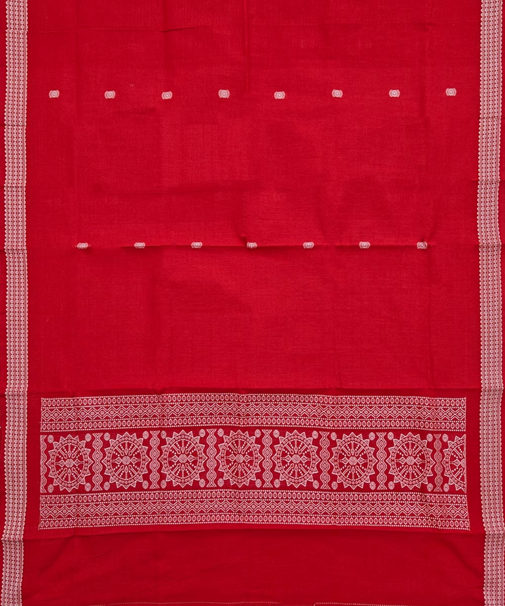 Red Sambalpuri Handwoven Cotton Dupatta Image 2