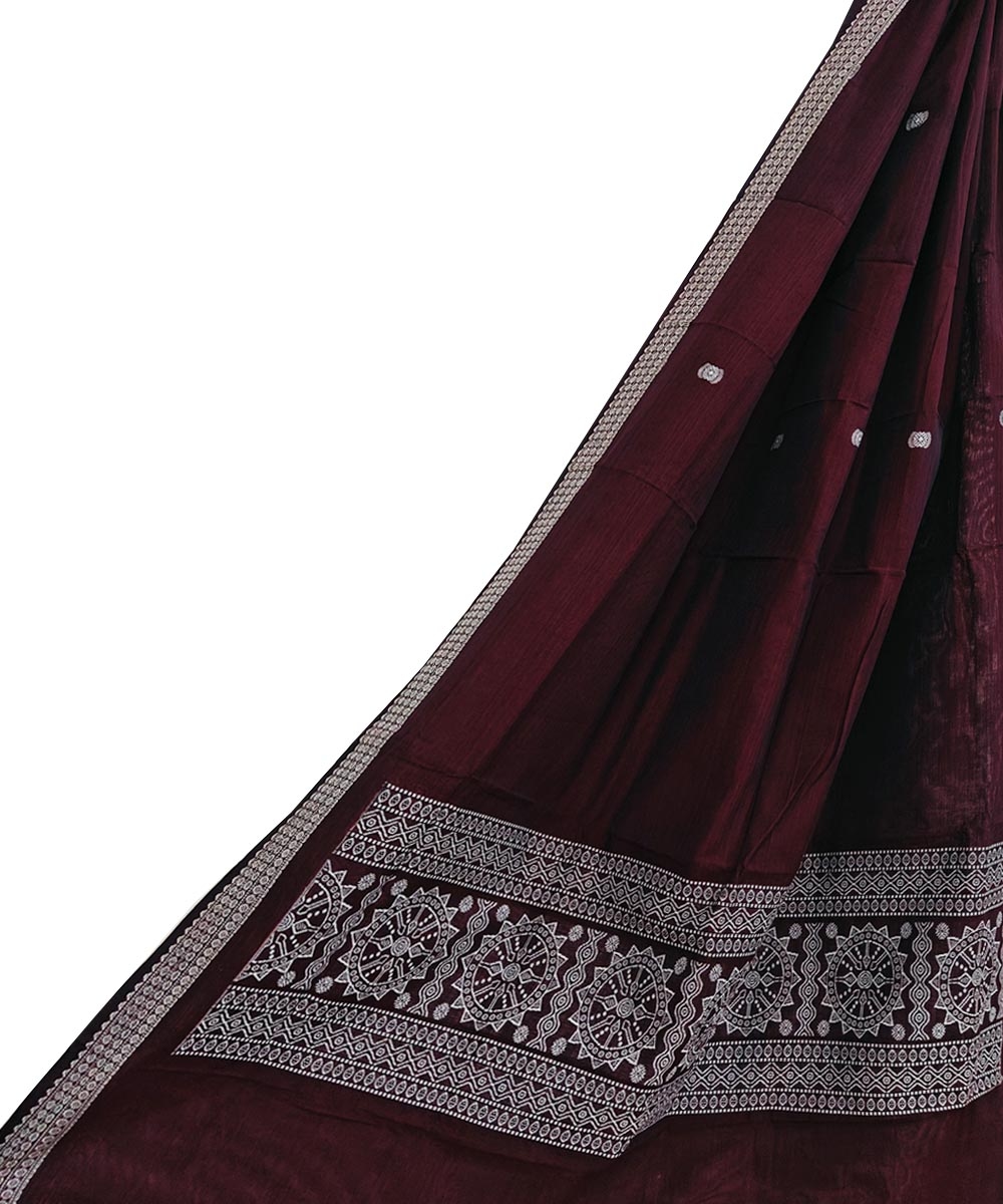 Maroon Sambalpuri Handwoven Cotton Dupatta Image 1