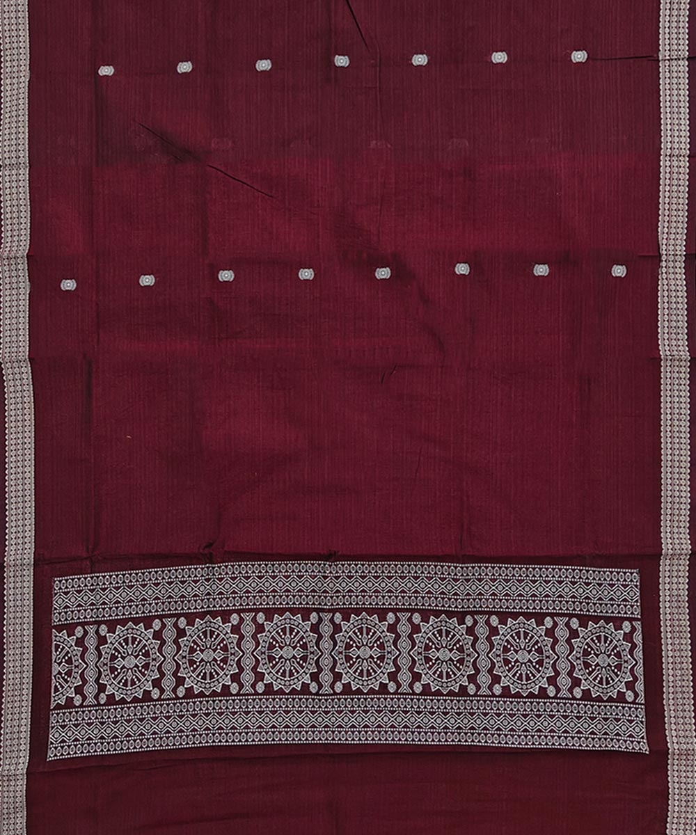 Maroon Sambalpuri Handwoven Cotton Dupatta Image 2