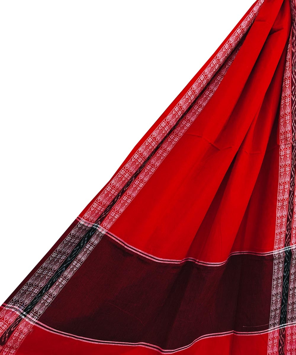Red Sambalpuri Handwoven Single Ikat Cotton Dupatta Image 1