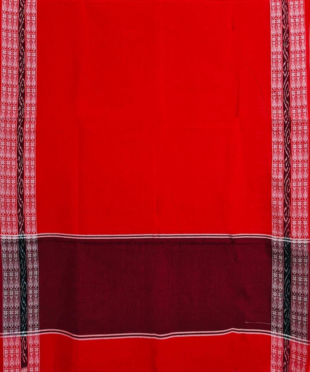 Red Sambalpuri Handwoven Single Ikat Cotton Dupatta Image 2