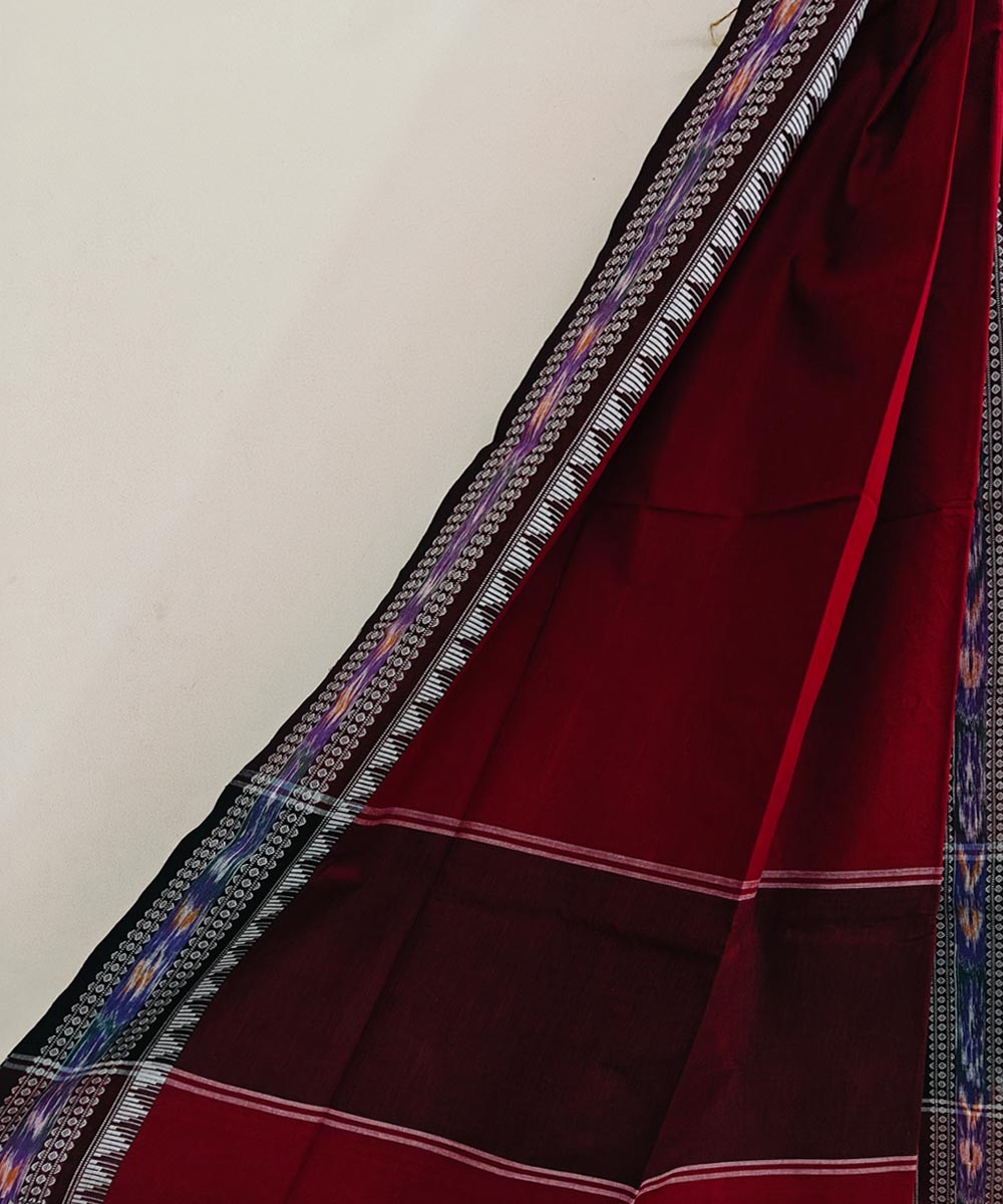 Maroon Sambalpuri Handwoven Single Ikat Cotton Dupatta Image 1