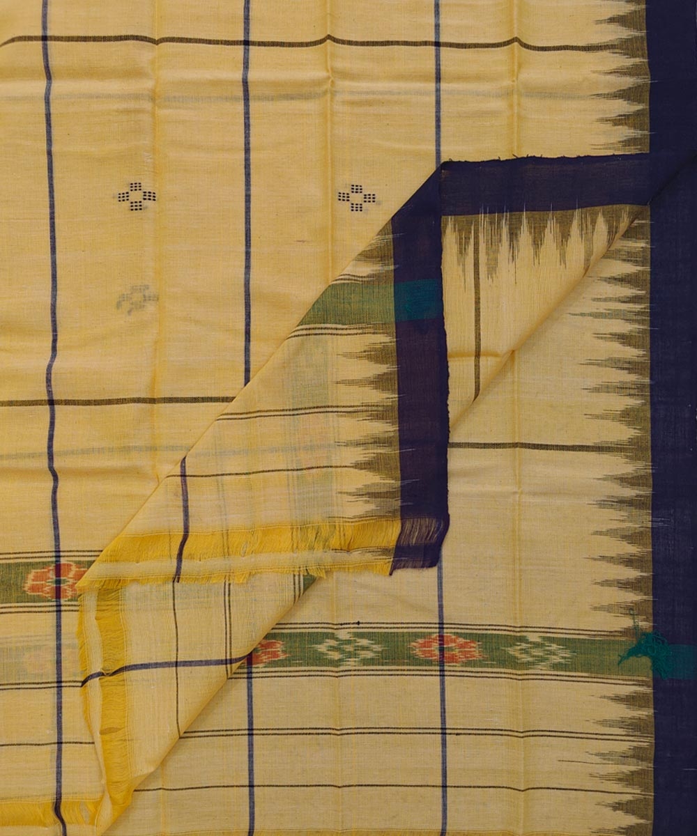 Yellow Blue Sambalpuri Handwoven Cotton Gamuchha Image 1