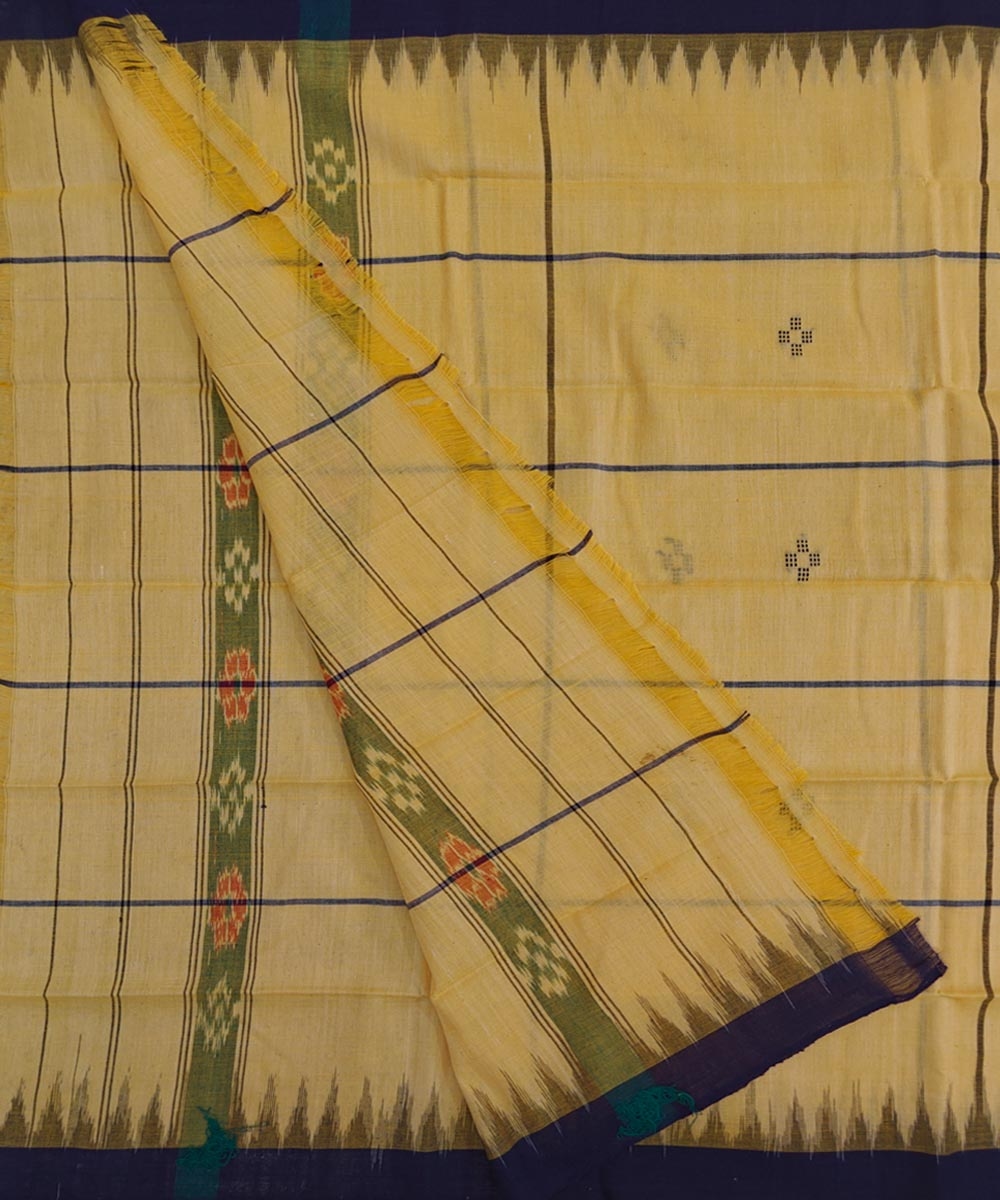 Yellow Blue Sambalpuri Handwoven Cotton Gamuchha Image 2