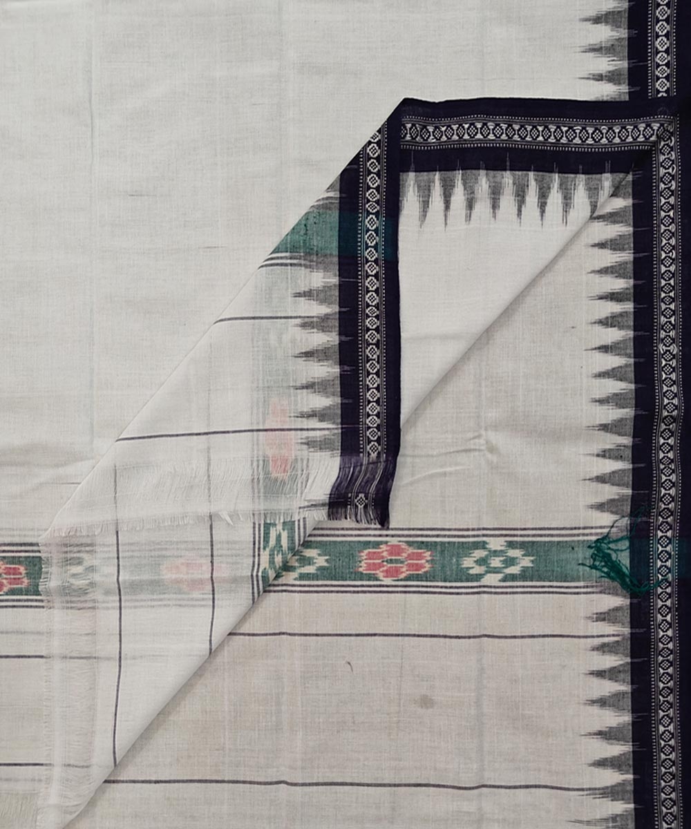 White Blue Sambalpuri Handwoven Cotton Gamuchha Image 1