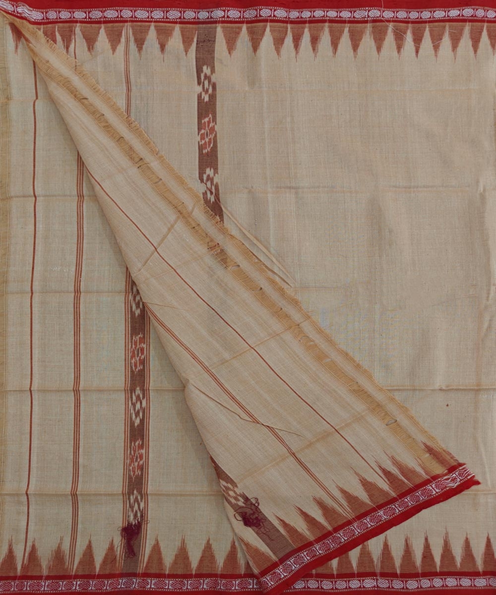 Beige Red Sambalpuri Handwoven Cotton Gamuchha Image 2