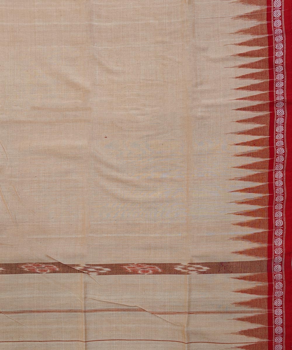 Beige Red Sambalpuri Handwoven Cotton Gamuchha Image 4