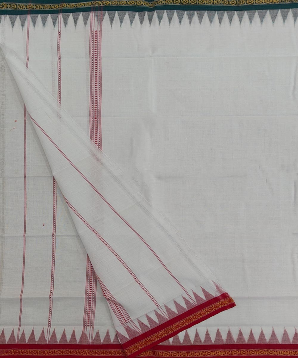 White Sambalpuri Handwoven Cotton Gamuchha Image 2