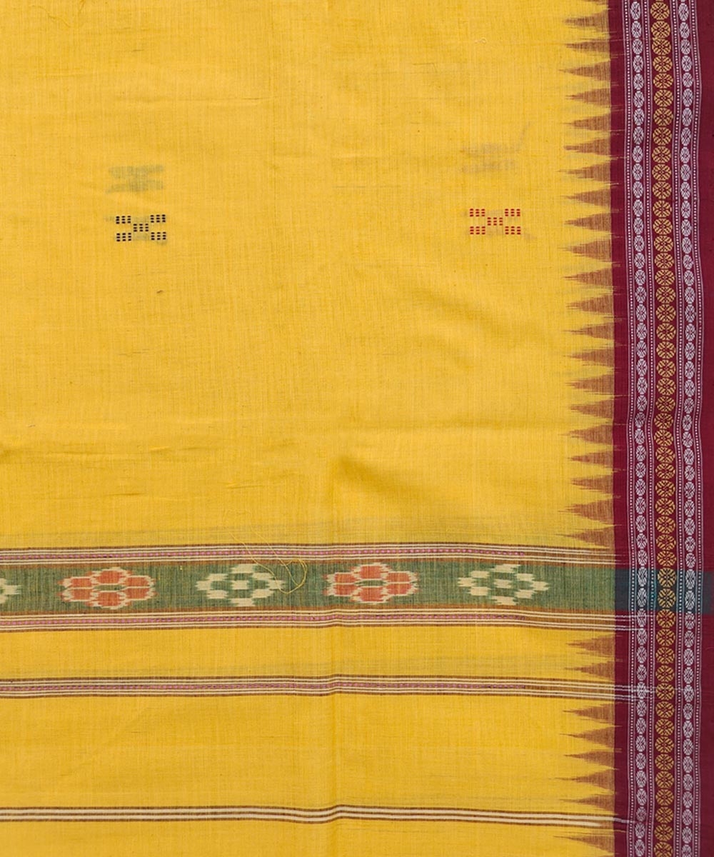 Yellow Maroon Sambalpuri Handwoven Cotton Gamuchha Image 4
