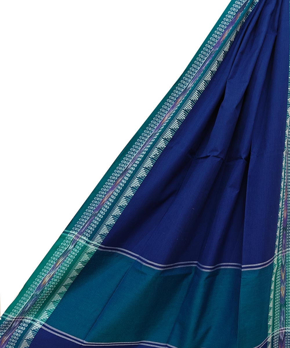 Blue Green Sambalpuri Handwoven Single Ikat Cotton Dupatta Image 1
