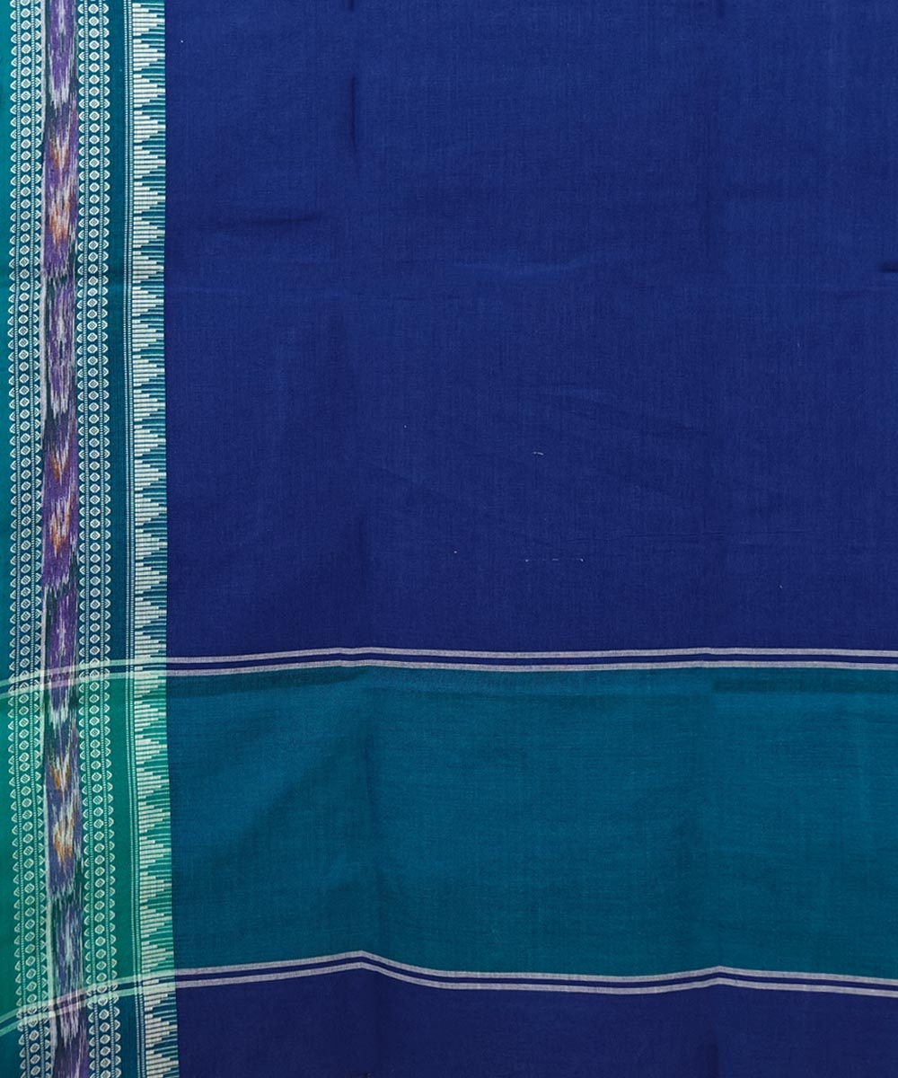 Blue Green Sambalpuri Handwoven Single Ikat Cotton Dupatta Image 3