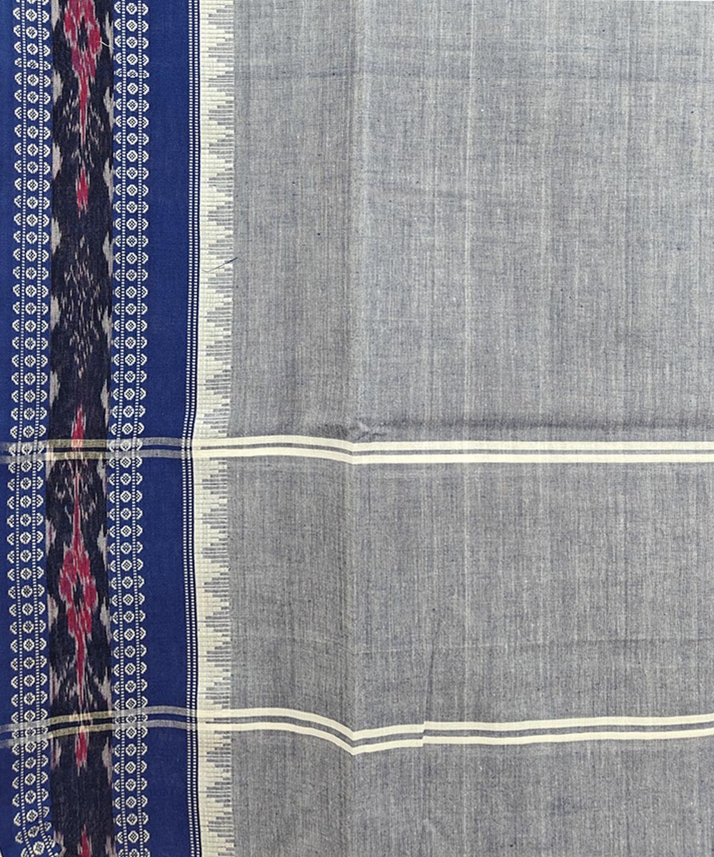Gray Blue Sambalpuri Handwoven Single Ikat Cotton Dupatta Image 3