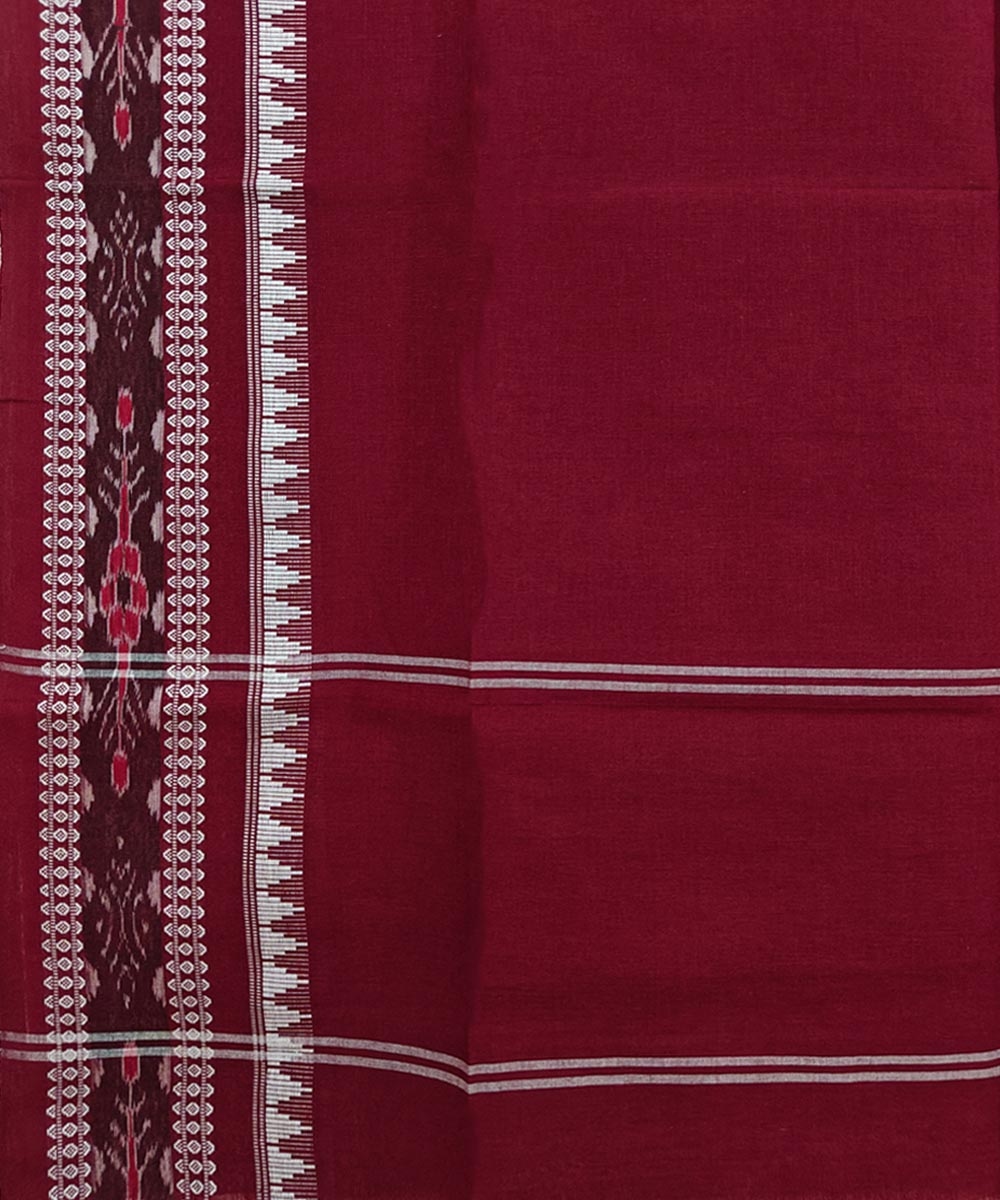Maroon Sambalpuri Handwoven Single Ikat Cotton Dupatta Image 3