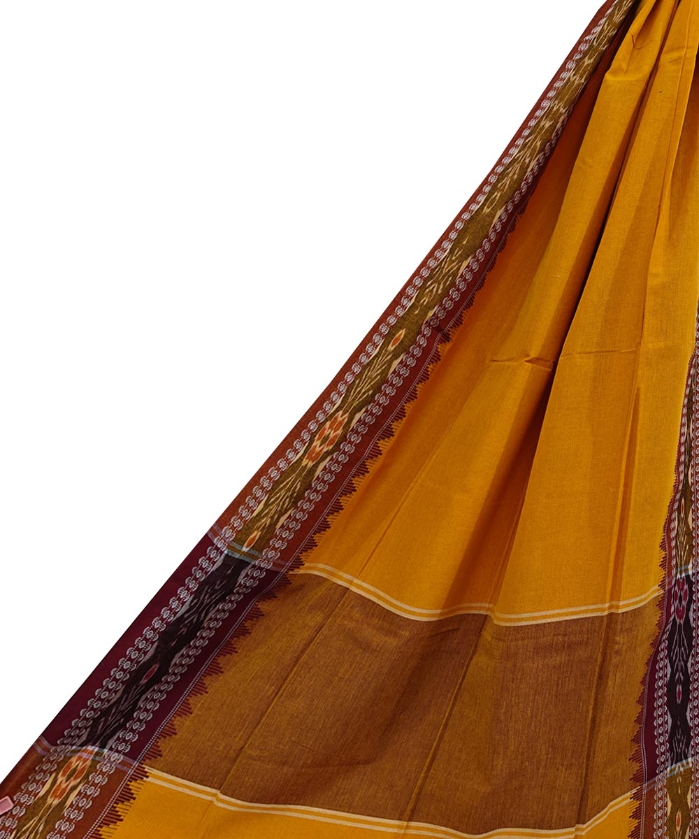 Mustard Red Sambalpuri Handwoven Single Ikat Cotton Dupatta Image 1