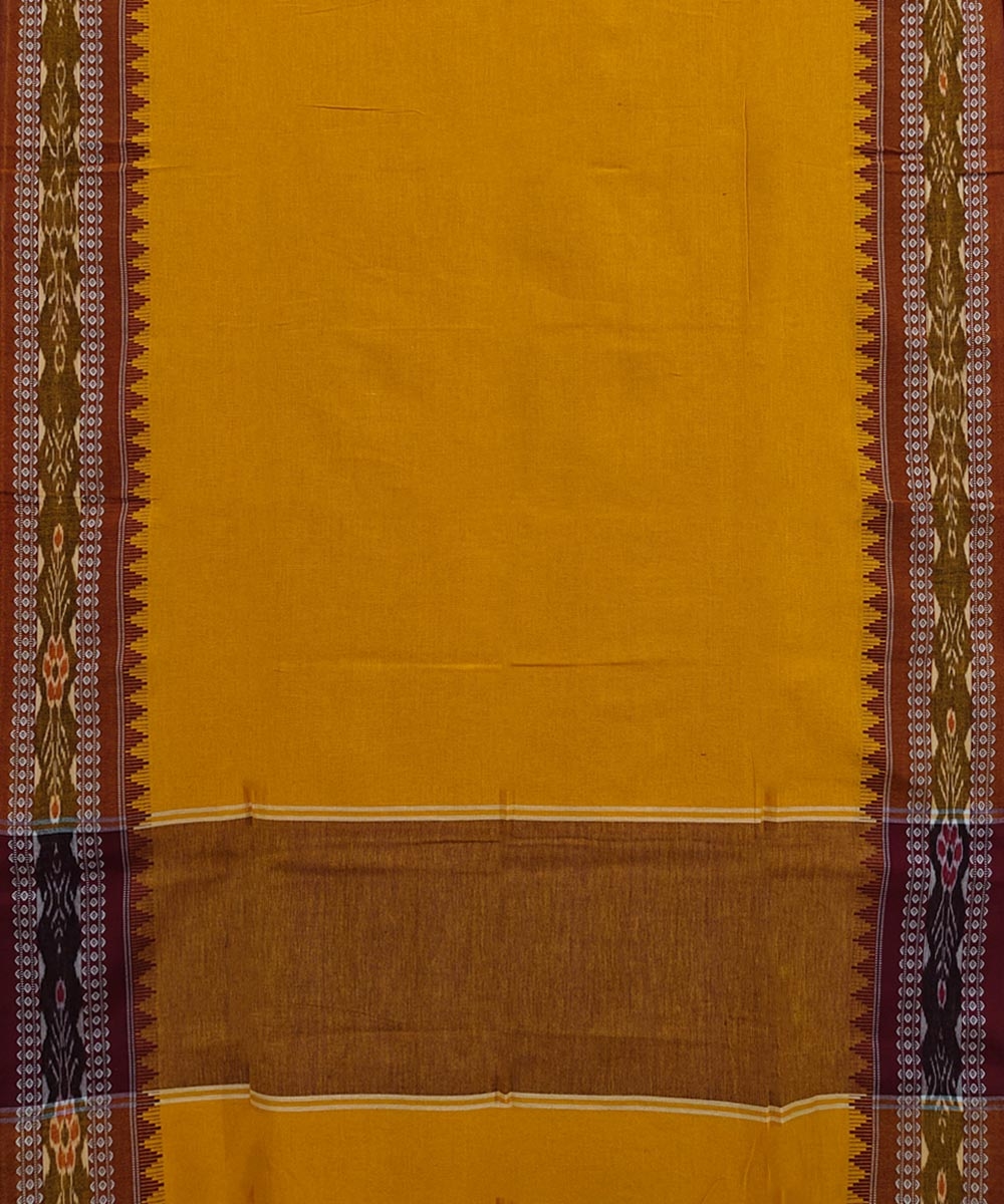 Mustard Red Sambalpuri Handwoven Single Ikat Cotton Dupatta Image 2