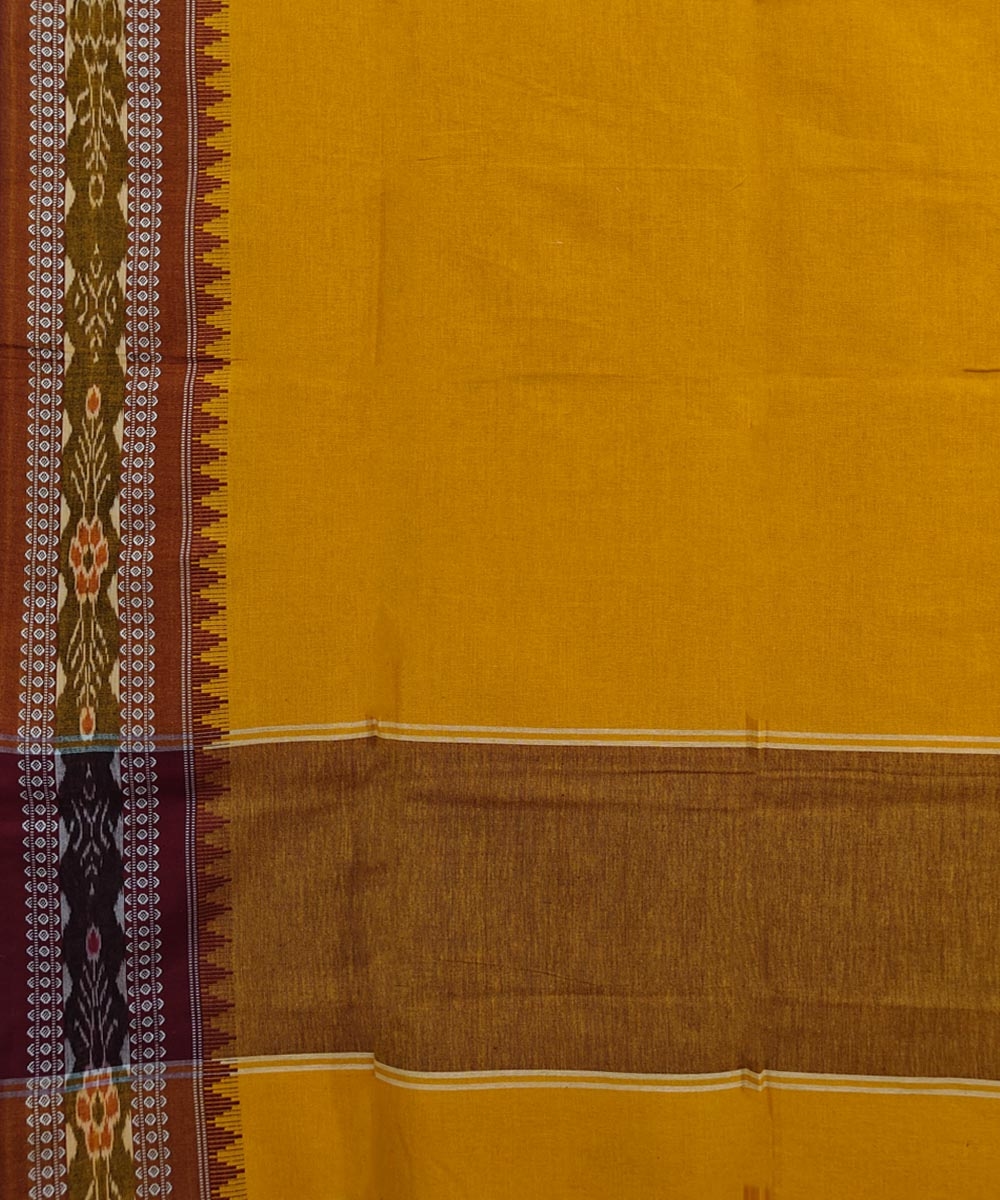 Mustard Red Sambalpuri Handwoven Single Ikat Cotton Dupatta Image 3