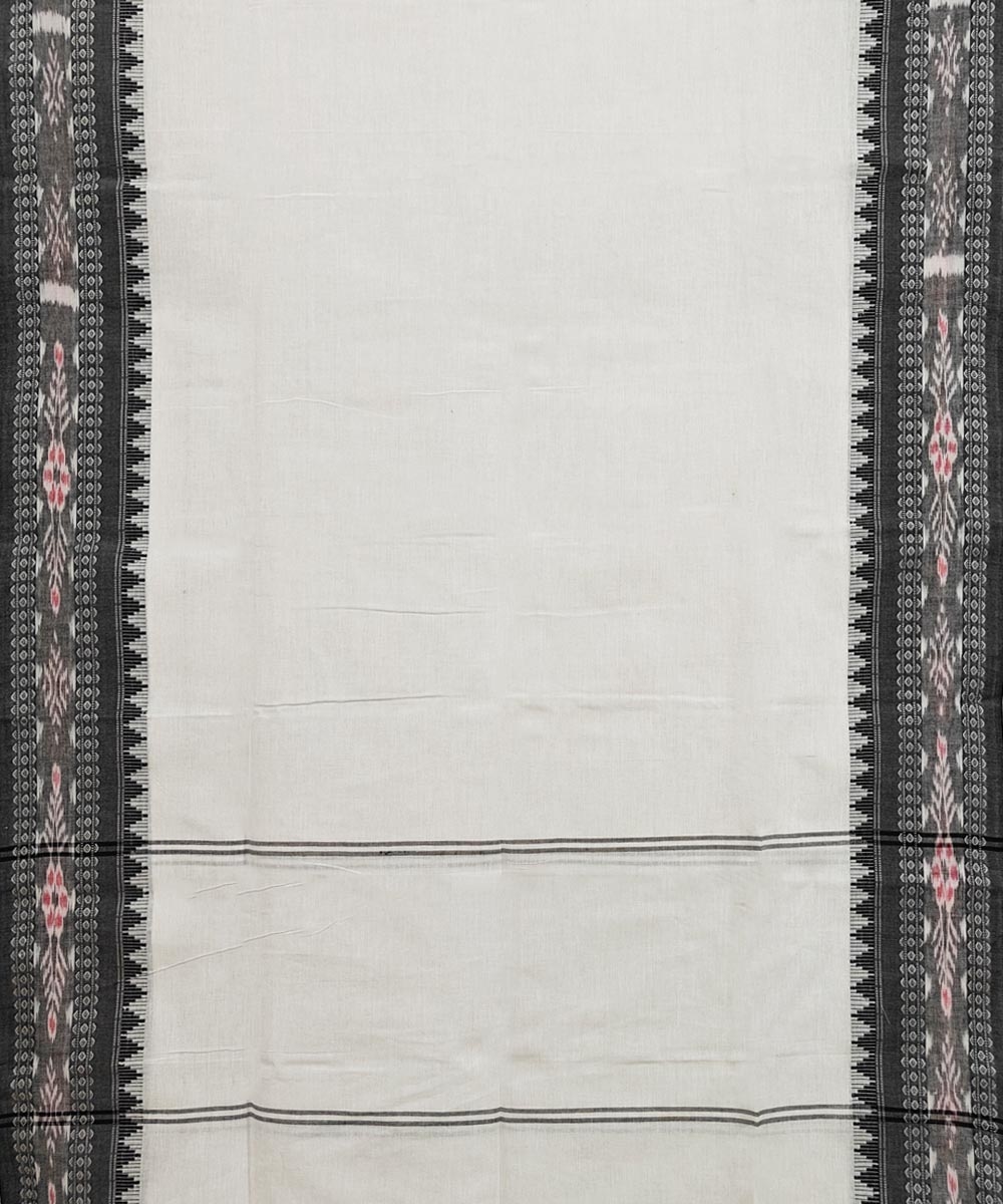 Offwhite Black Sambalpuri Handwoven Single Ikat Cotton Dupatta Image 2