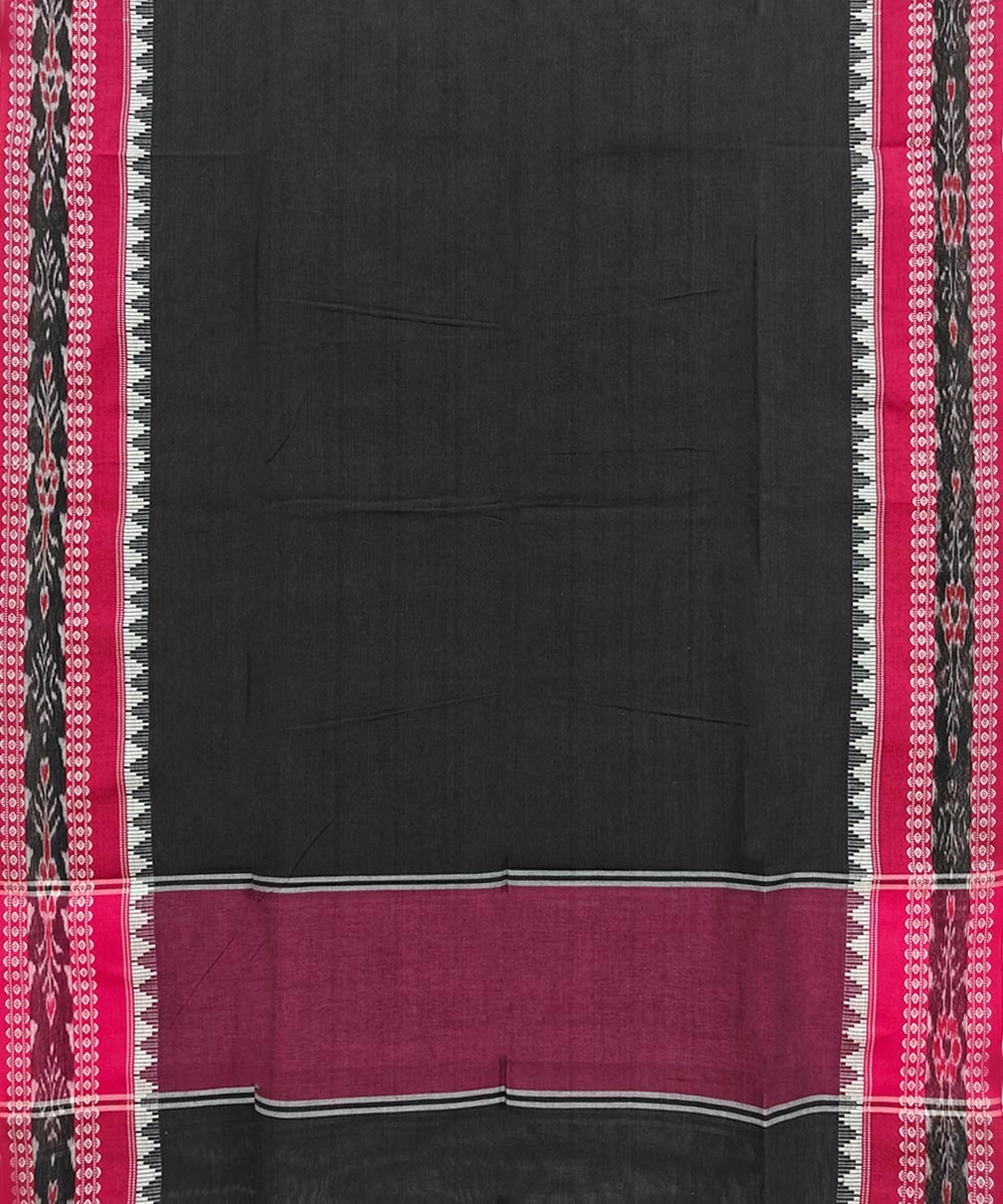 Black Pink Sambalpuri Handwoven Single Ikat Cotton Dupatta Image 2
