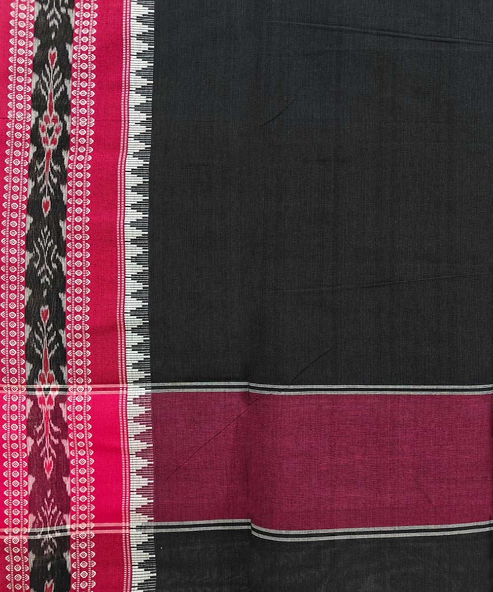 Black Pink Sambalpuri Handwoven Single Ikat Cotton Dupatta Image 3