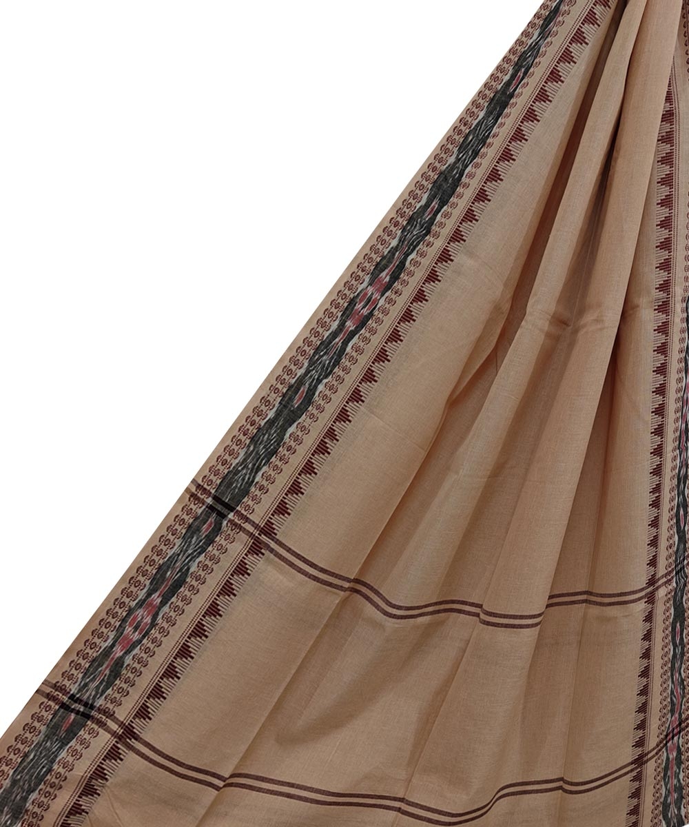Beige Sambalpuri Handwoven Single Ikat Cotton Dupatta Image 1