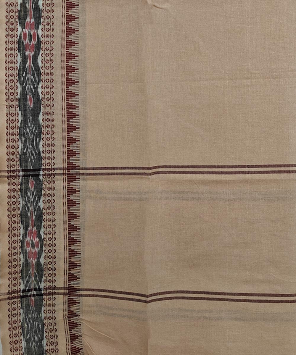 Beige Sambalpuri Handwoven Single Ikat Cotton Dupatta Image 3