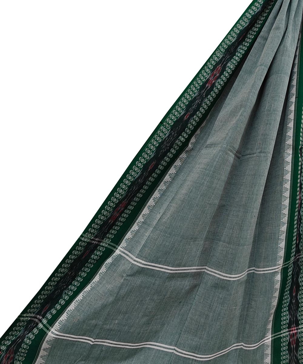 Gray Green Sambalpuri Handwoven Single Ikat Cotton Dupatta Image 1