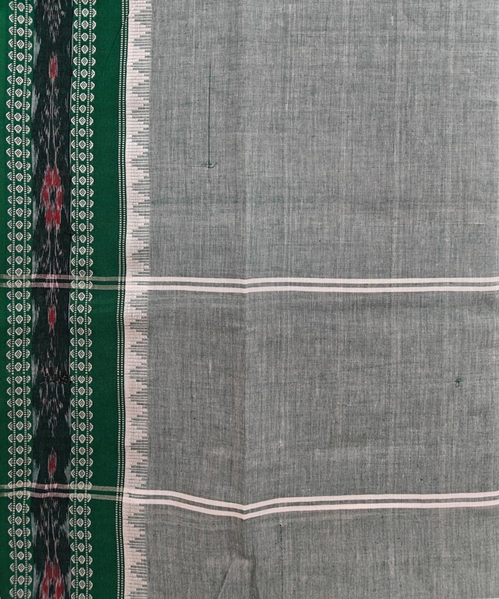 Gray Green Sambalpuri Handwoven Single Ikat Cotton Dupatta Image 3