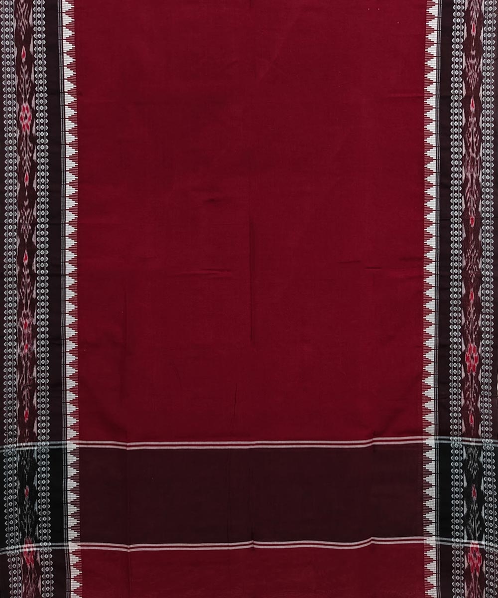 Maroon Black Sambalpuri Handwoven Single Ikat Cotton Dupatta Image 2