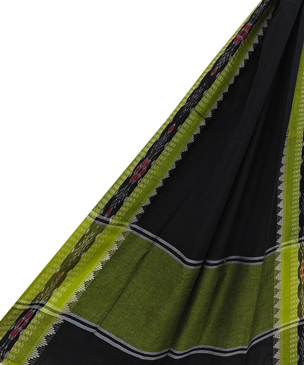 Black Green Sambalpuri Handwoven Single Ikat Cotton Dupatta Image 1