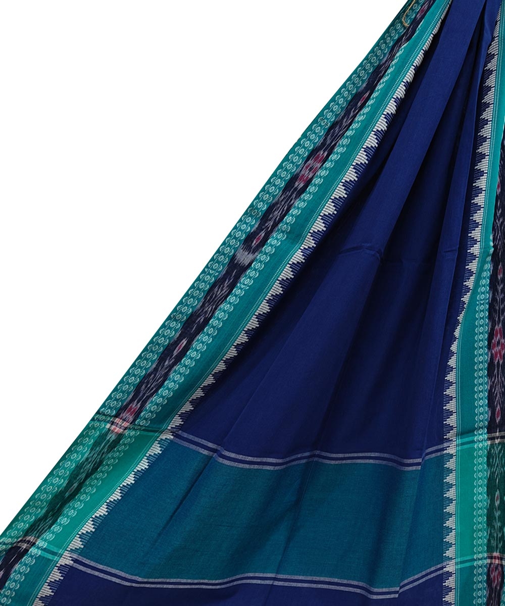 Blue Green Sambalpuri Handwoven Single Ikat Cotton Dupatta Image 1