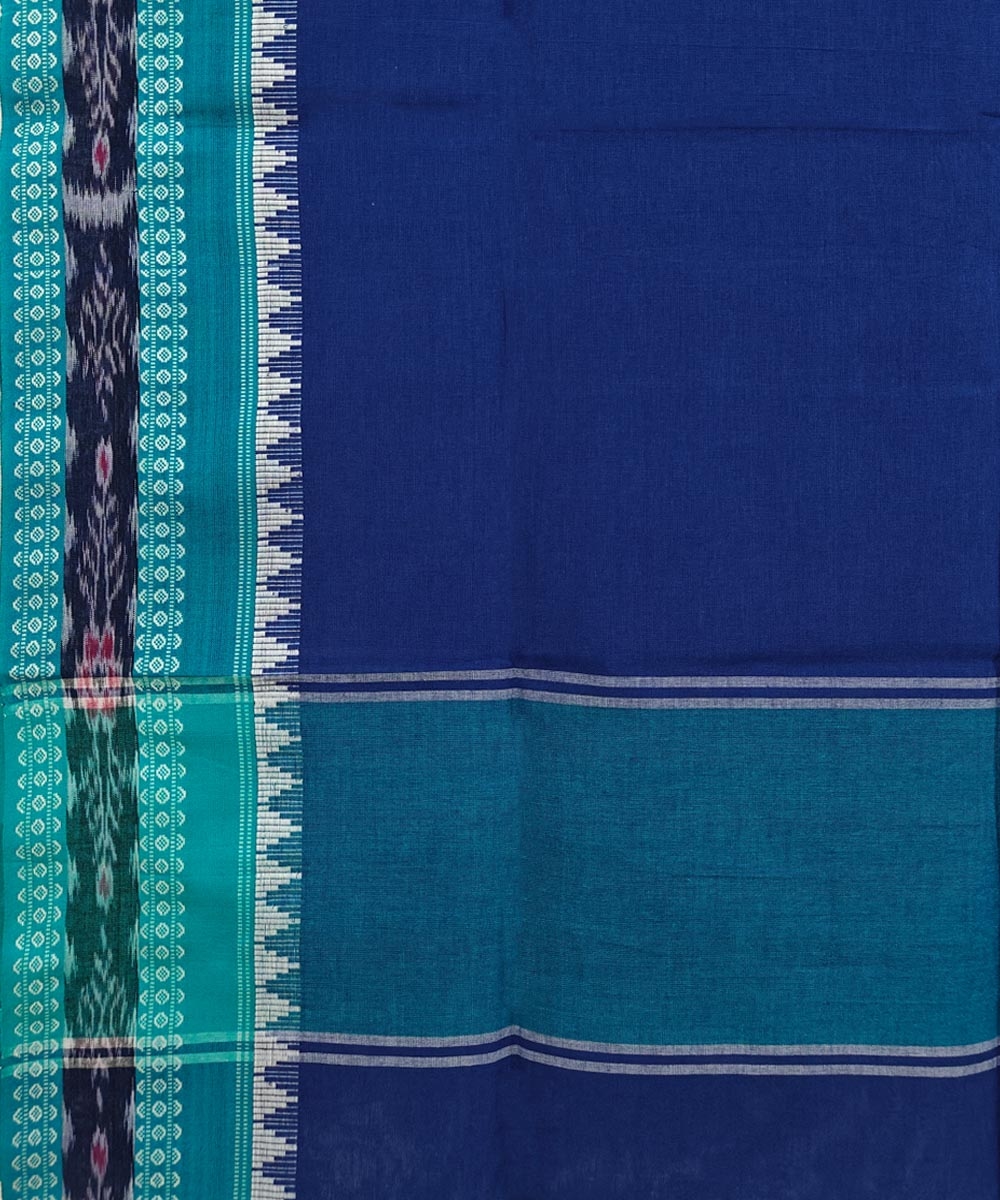 Blue Green Sambalpuri Handwoven Single Ikat Cotton Dupatta Image 3
