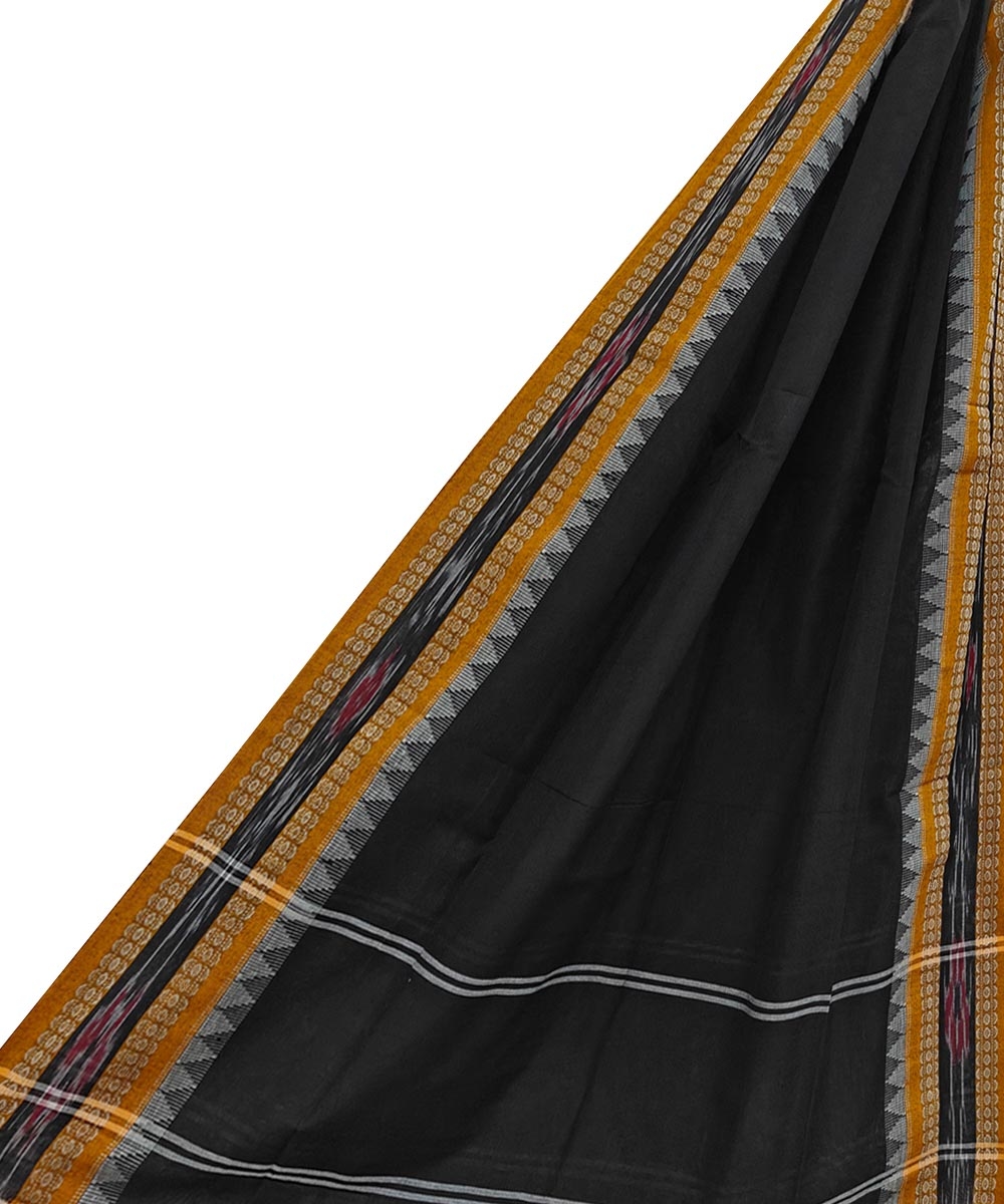 Black Yellow Sambalpuri Handwoven Single Ikat Cotton Dupatta Image 1