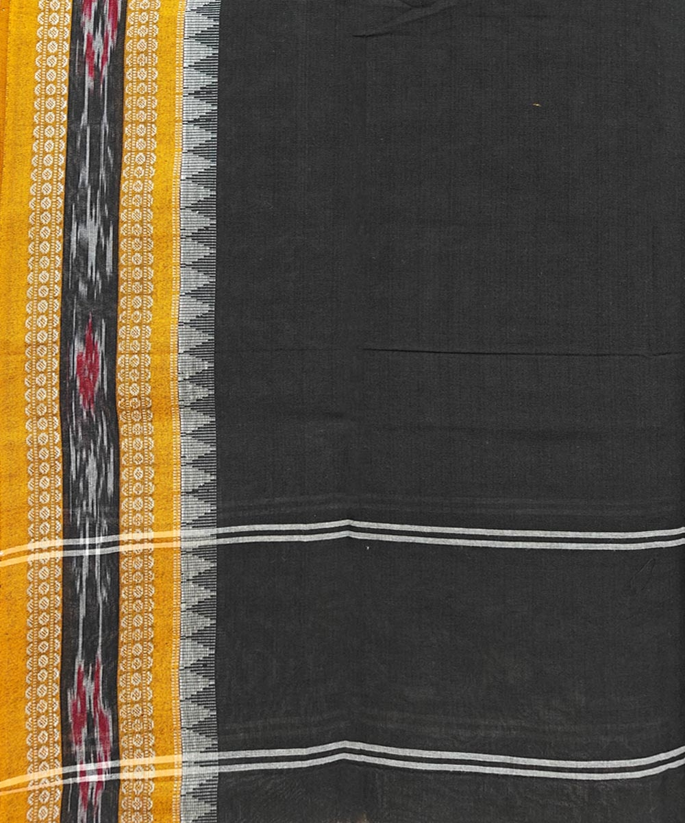 Black Yellow Sambalpuri Handwoven Single Ikat Cotton Dupatta Image 3