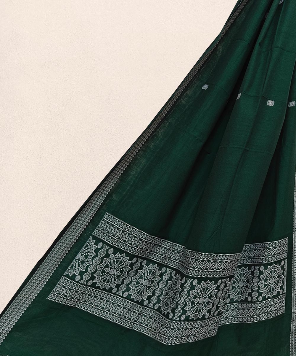 Green Sambalpuri Handwoven Single Ikat Cotton Dupatta Image 1