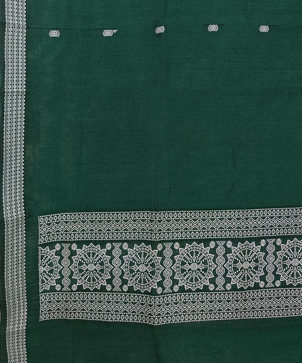 Green Sambalpuri Handwoven Single Ikat Cotton Dupatta Image 3