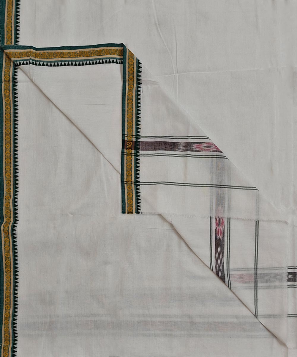 White Sambalpuri Handwoven Cotton Joda Image 1