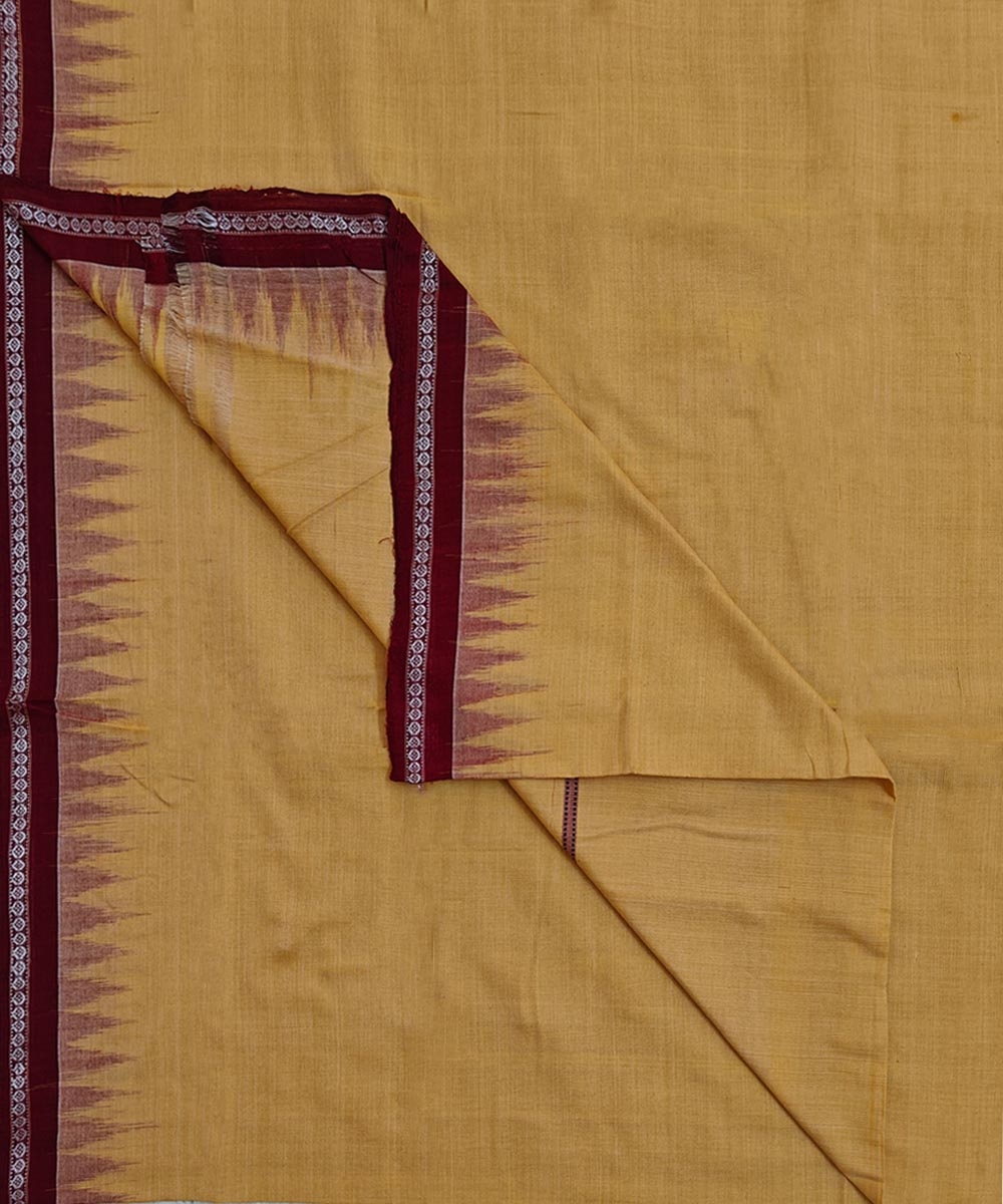 Yellow Maroon Sambalpuri Handwoven Cotton Joda Image 1