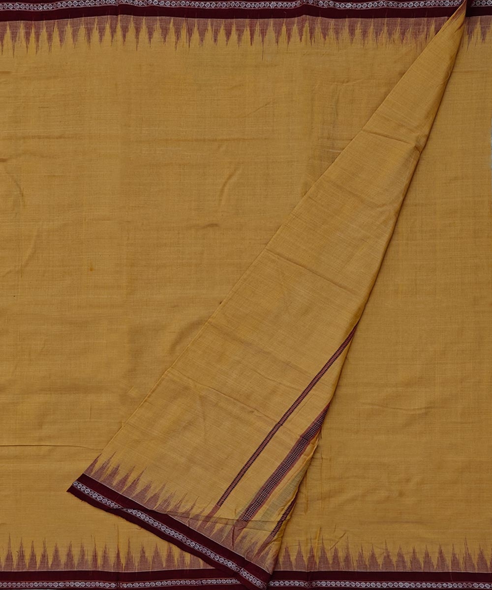 Yellow Maroon Sambalpuri Handwoven Cotton Joda Image 2