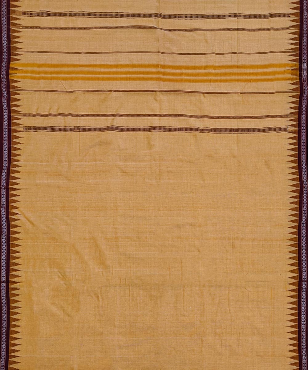 Yellow Maroon Sambalpuri Handwoven Cotton Joda Image 4
