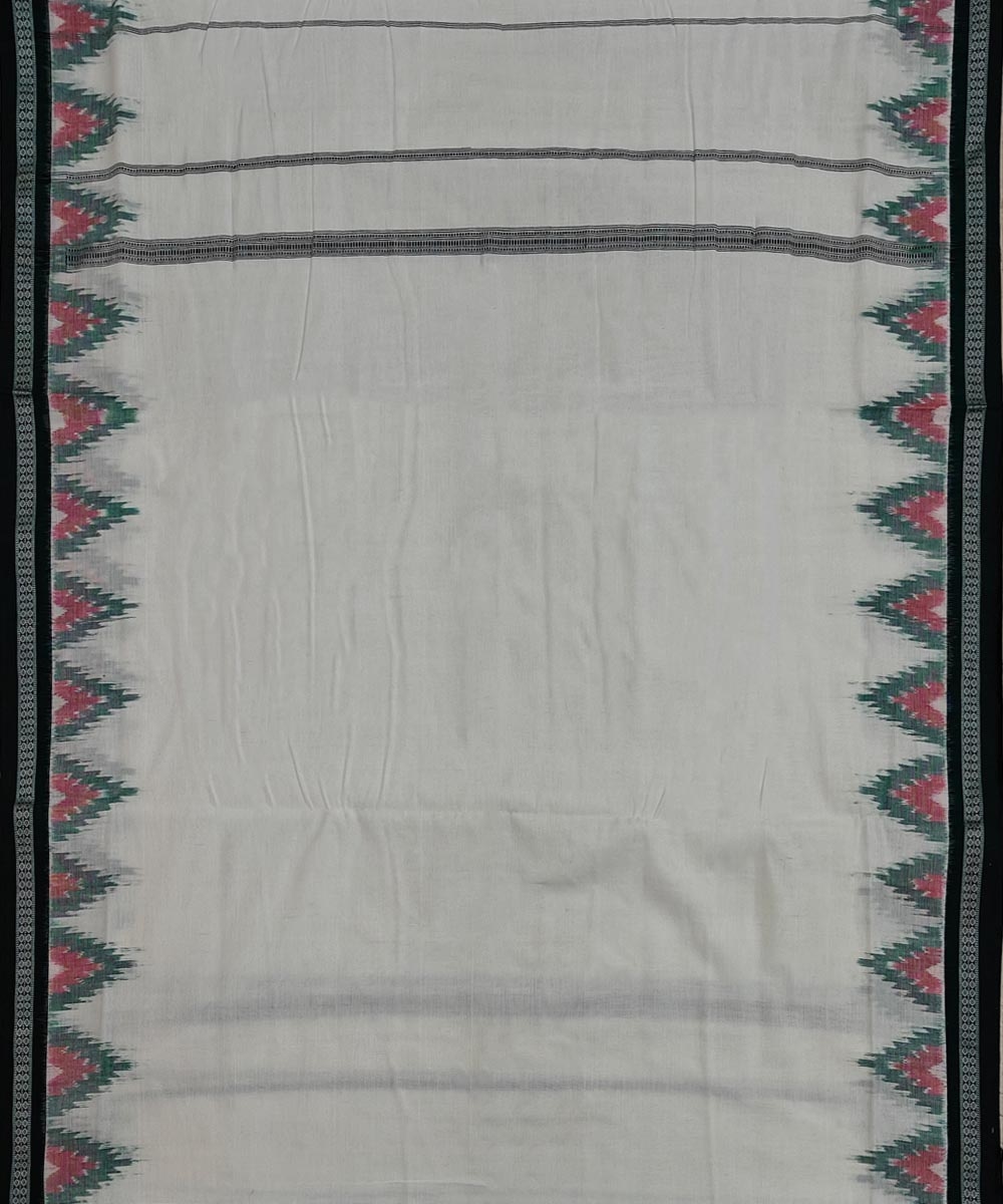 White Green Sambalpuri Handwoven Cotton Joda Image 3