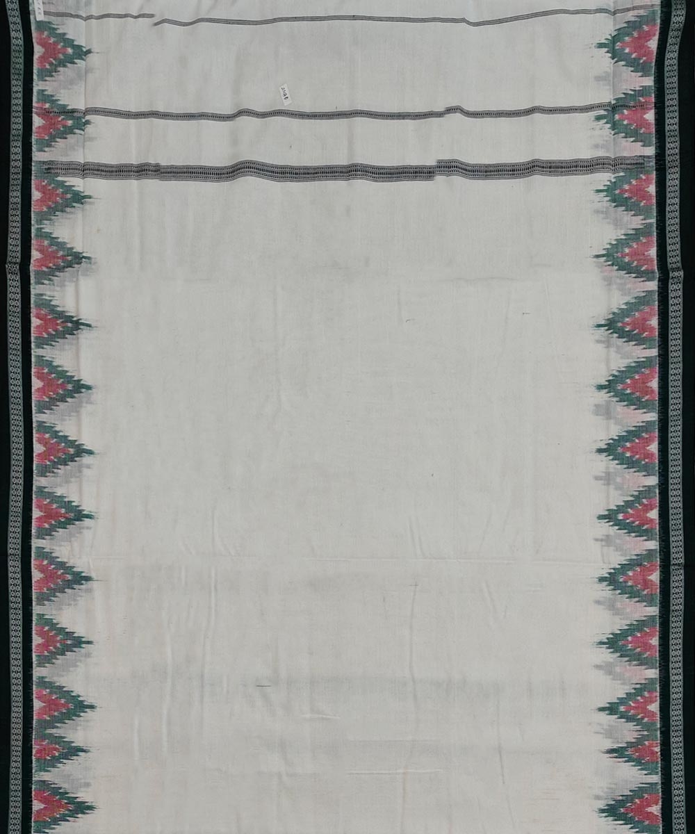 White Green Sambalpuri Handwoven Cotton Joda Image 4