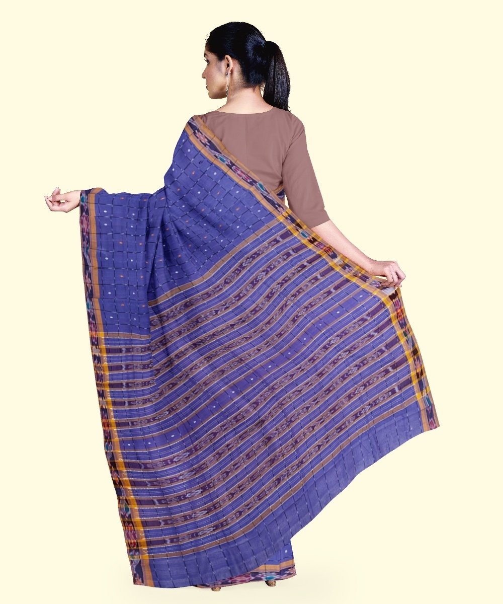 Purple Sambalpuri Handwoven Single Ikat Cotton Saree Image 4