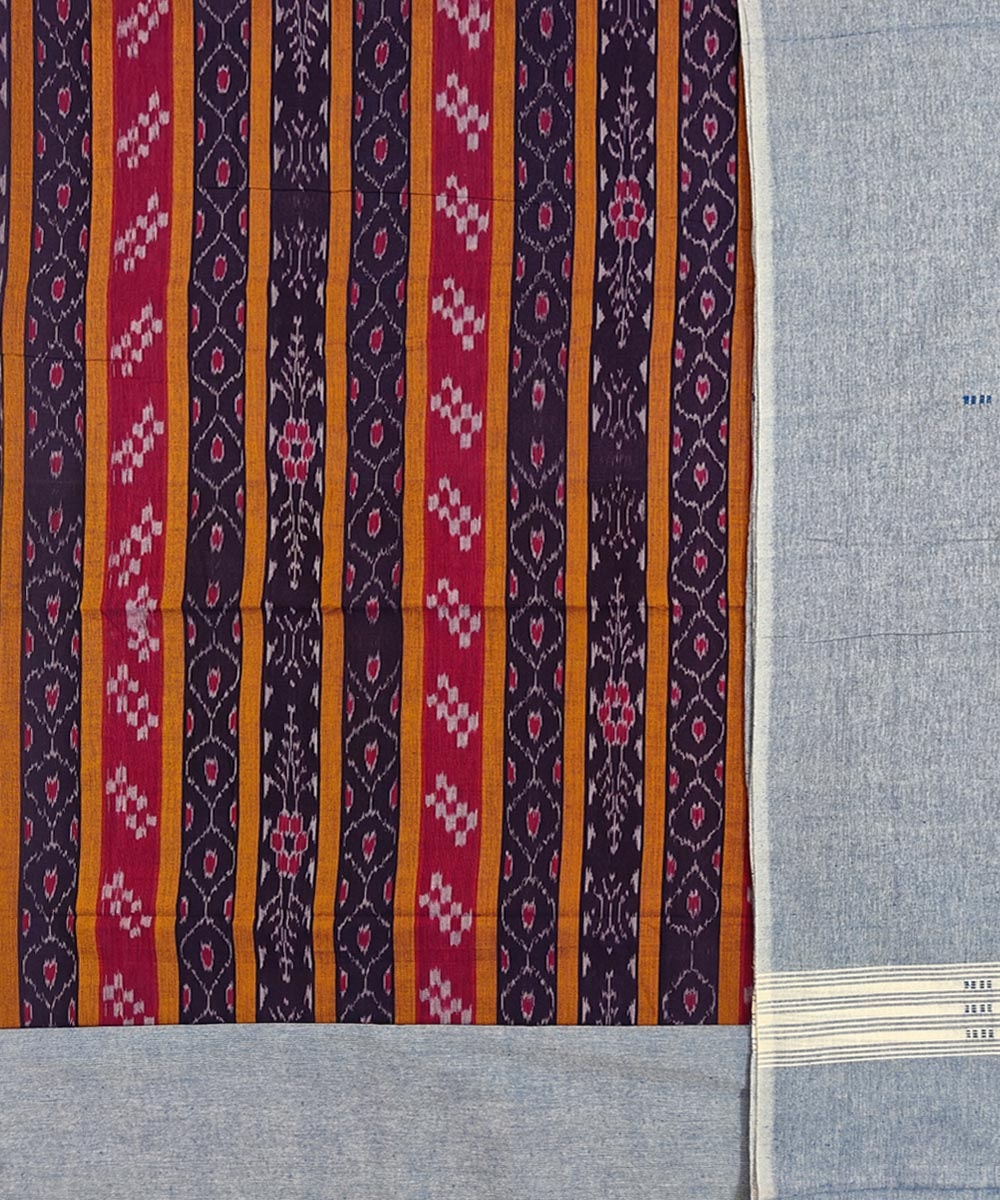 Purple Blue Sambalpuri Handwoven Ikat Suit Set Image 2